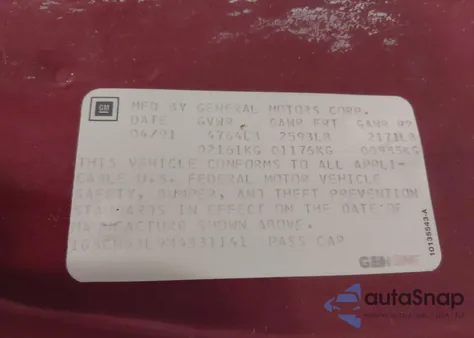 1991 Oldsmobile 98 Regency Elite из США, поврежденный, VIN 1G3CW53L9M4331141